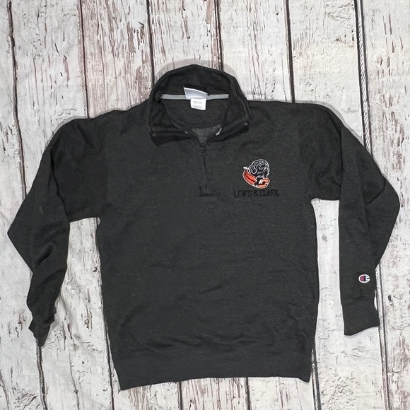 Lewis & Clark Oregon Champion Dark Gray Pullover 1/4 Zip Up Sweatshirt - Picture 1 of 4